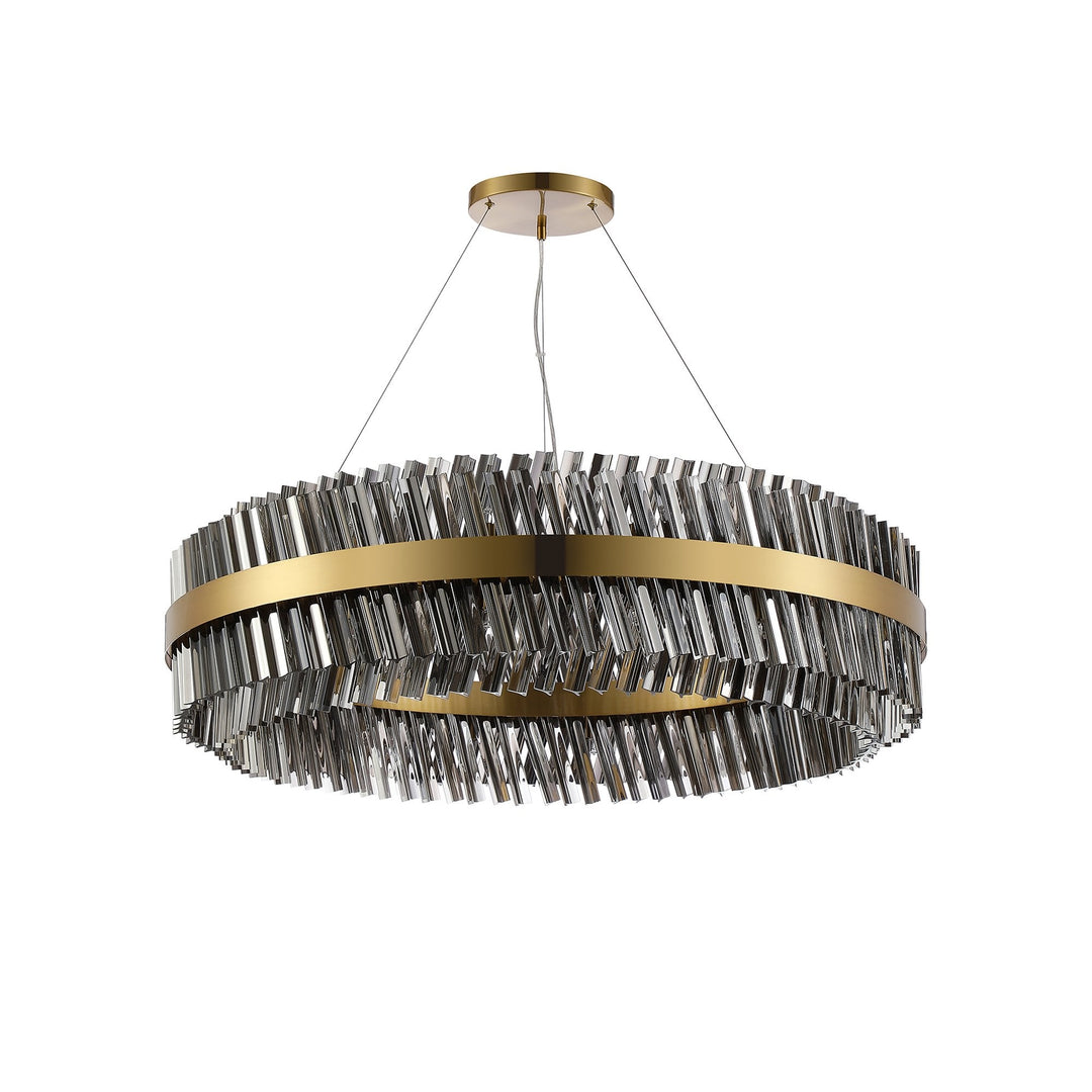 Nelson Lighting NL9504BR/SM9 Kaffer 32 Light Round Pendant Brass Smoke