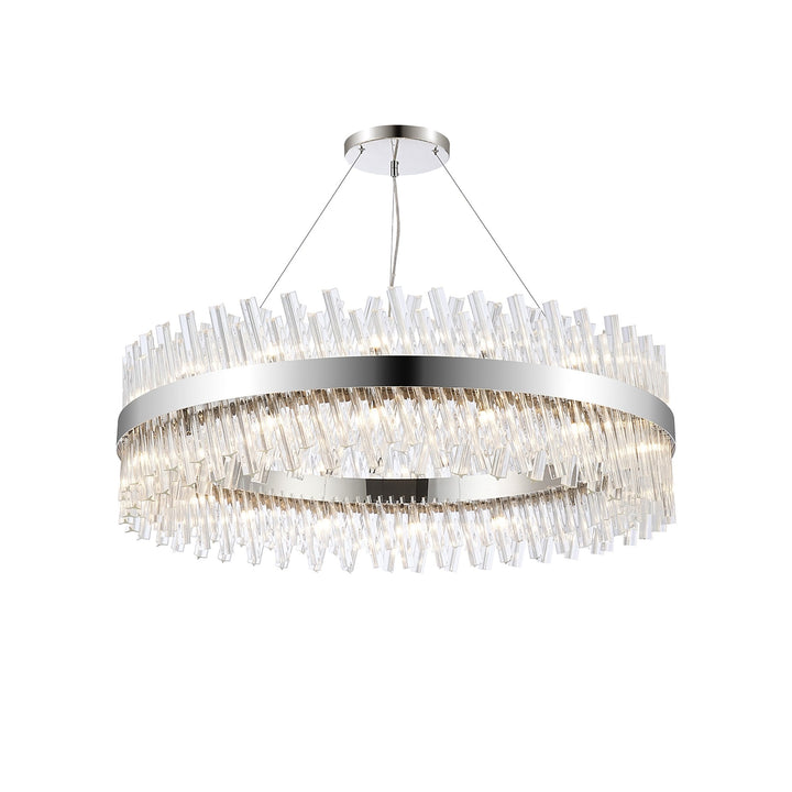 Nelson Lighting NL9504PN/CL9 Kaffer 32 Light Round Pendant Polished Nickel Clear