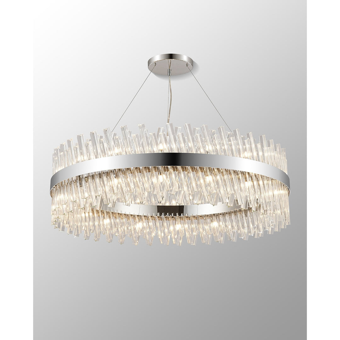 Nelson Lighting NL9504PN/CL9 Kaffer 32 Light Round Pendant Polished Nickel Clear