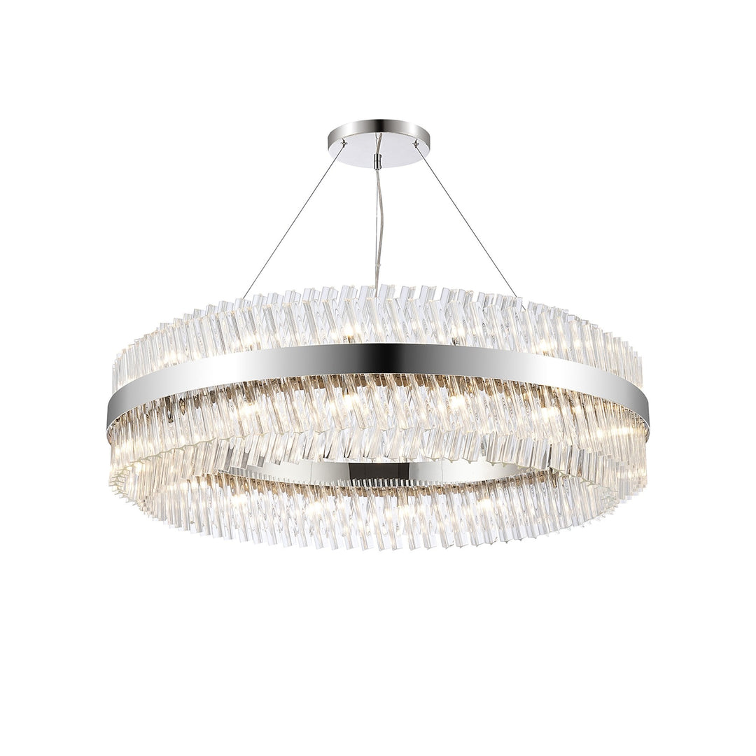 Nelson Lighting NL9504PN/CL9 Kaffer 32 Light Round Pendant Polished Nickel Clear