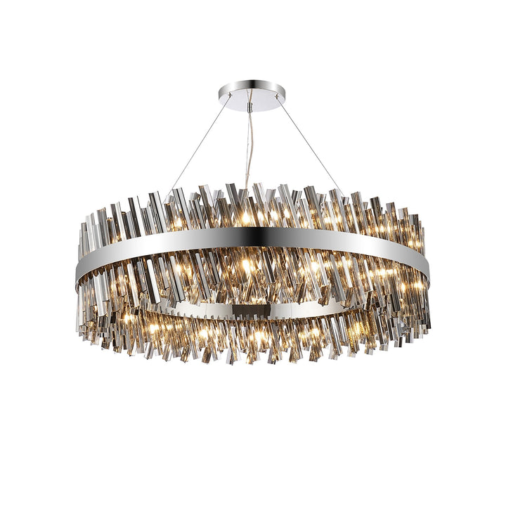 Nelson Lighting NL9504PN/SM9 Kaffer 32 Light Round Pendant Polished Nickel Smoke