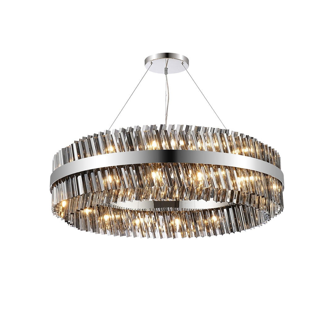 Nelson Lighting NL9504PN/SM9 Kaffer 32 Light Round Pendant Polished Nickel Smoke