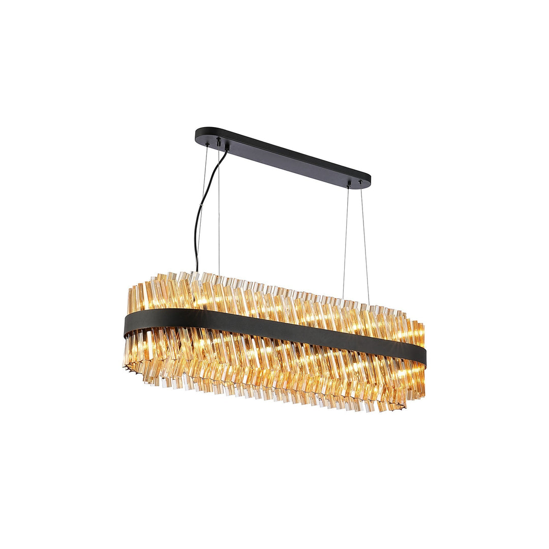 Nelson Lighting NL9506BL/AM9 Kaffer 24 Light Oblong Pendant Satin Black Amber