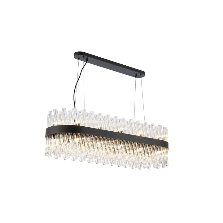 Nelson Lighting NL9506BL/CL9 Kaffer 24 Light Oblong Pendant Satin Black Clear