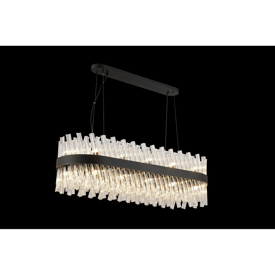 Nelson Lighting NL9506BL/CL9 Kaffer 24 Light Oblong Pendant Satin Black Clear