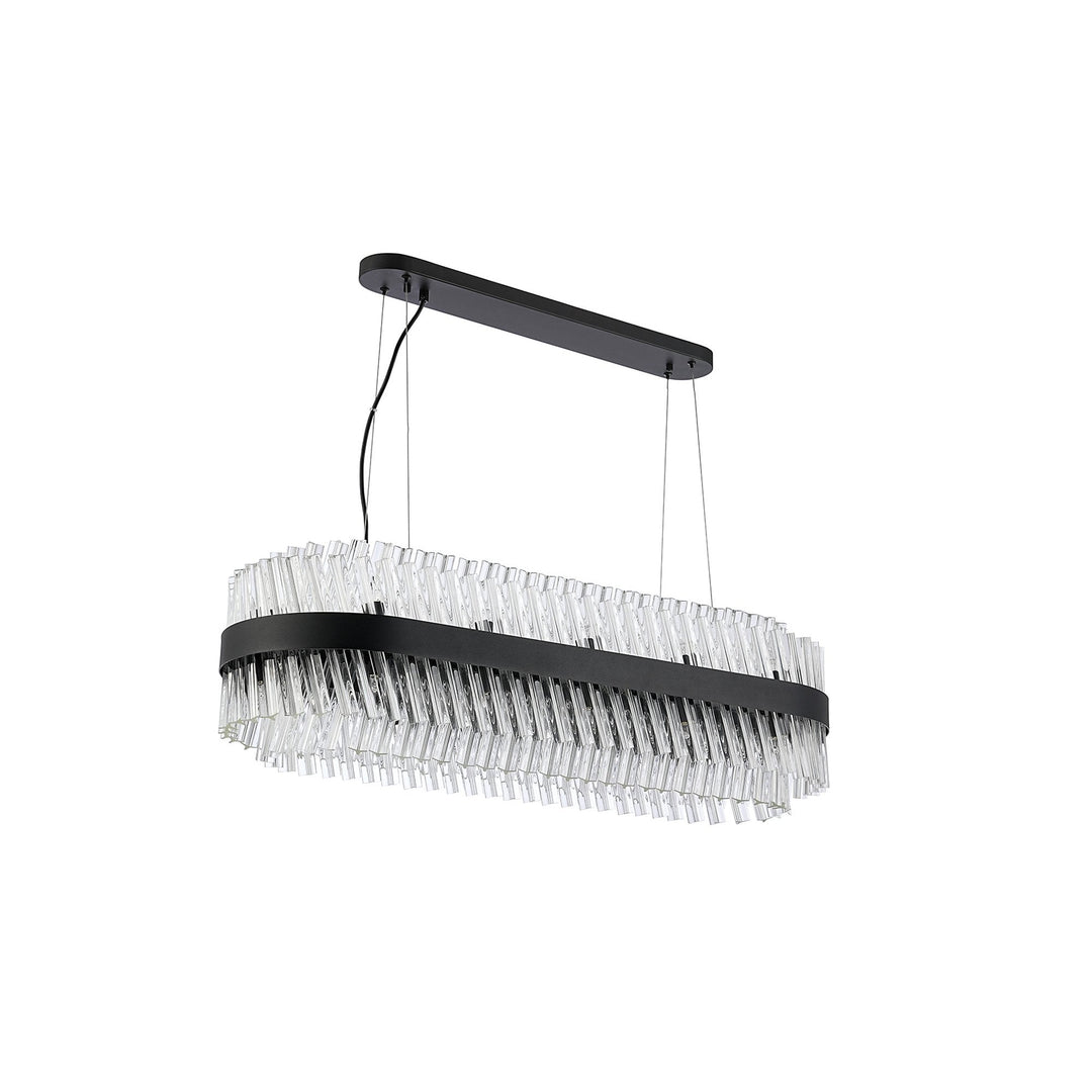 Nelson Lighting NL9506BL/CL9 Kaffer 24 Light Oblong Pendant Satin Black Clear