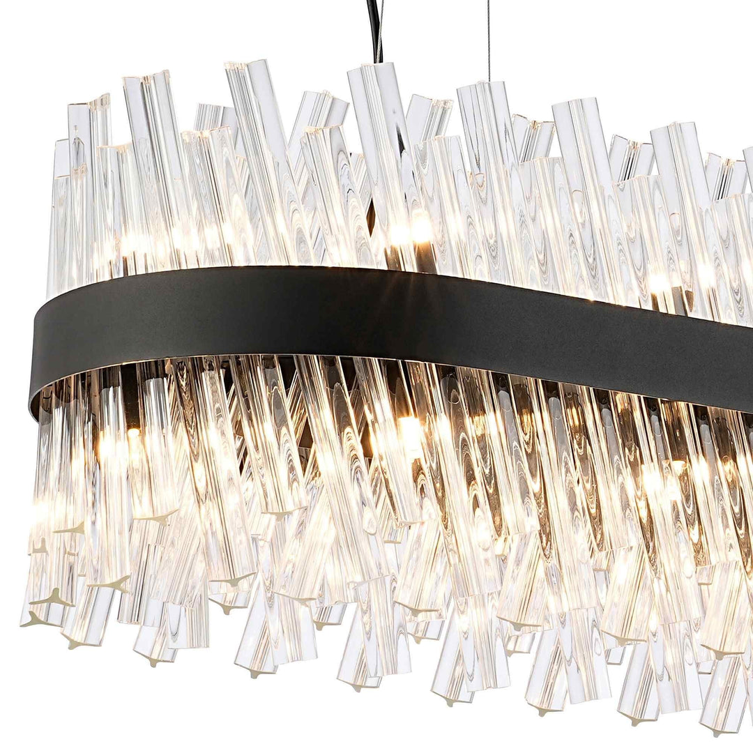 Nelson Lighting NL9506BL/CL9 Kaffer 24 Light Oblong Pendant Satin Black Clear