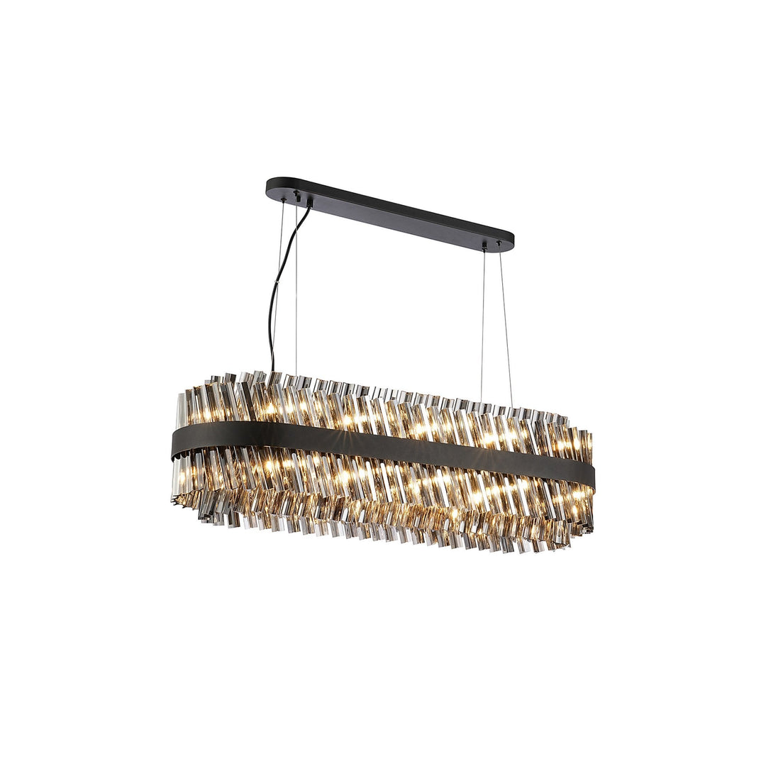 Nelson Lighting NL9506BL/SM9 Kaffer 24 Light Oblong Pendant Satin Black Smoke