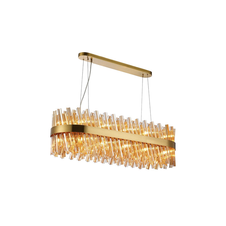 Nelson Lighting NL9506BR/AM9 Kaffer 24 Light Oblong Pendant Brass Amber