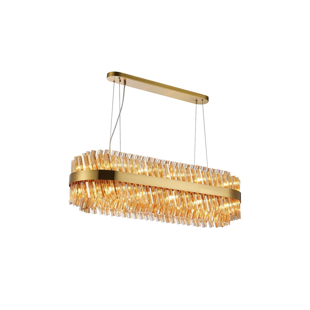 Nelson Lighting NL9506BR/AM9 Kaffer 24 Light Oblong Pendant Brass Amber