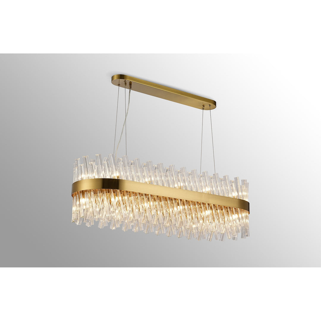 Nelson Lighting NL9506BR/CL9 Kaffer 24 Light Oblong Pendant Brass Clear