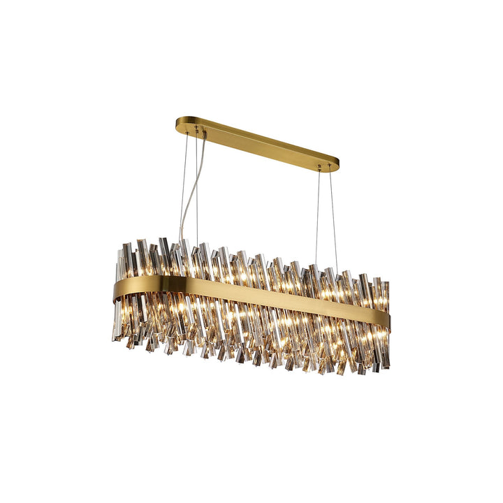 Nelson Lighting NL9506BR/SM9 Kaffer 24 Light Oblong Pendant Brass Smoke