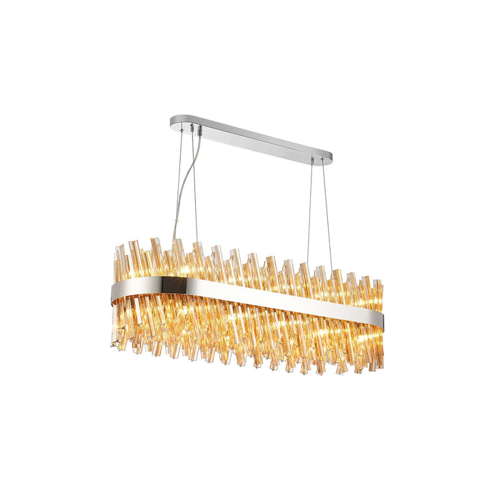 Nelson Lighting NL9506PN/AM9 Kaffer 24 Light Oblong Pendant Polished Nickel Amber