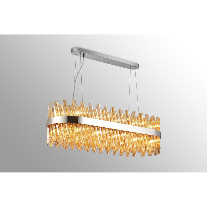 Nelson Lighting NL9506PN/AM9 Kaffer 24 Light Oblong Pendant Polished Nickel Amber