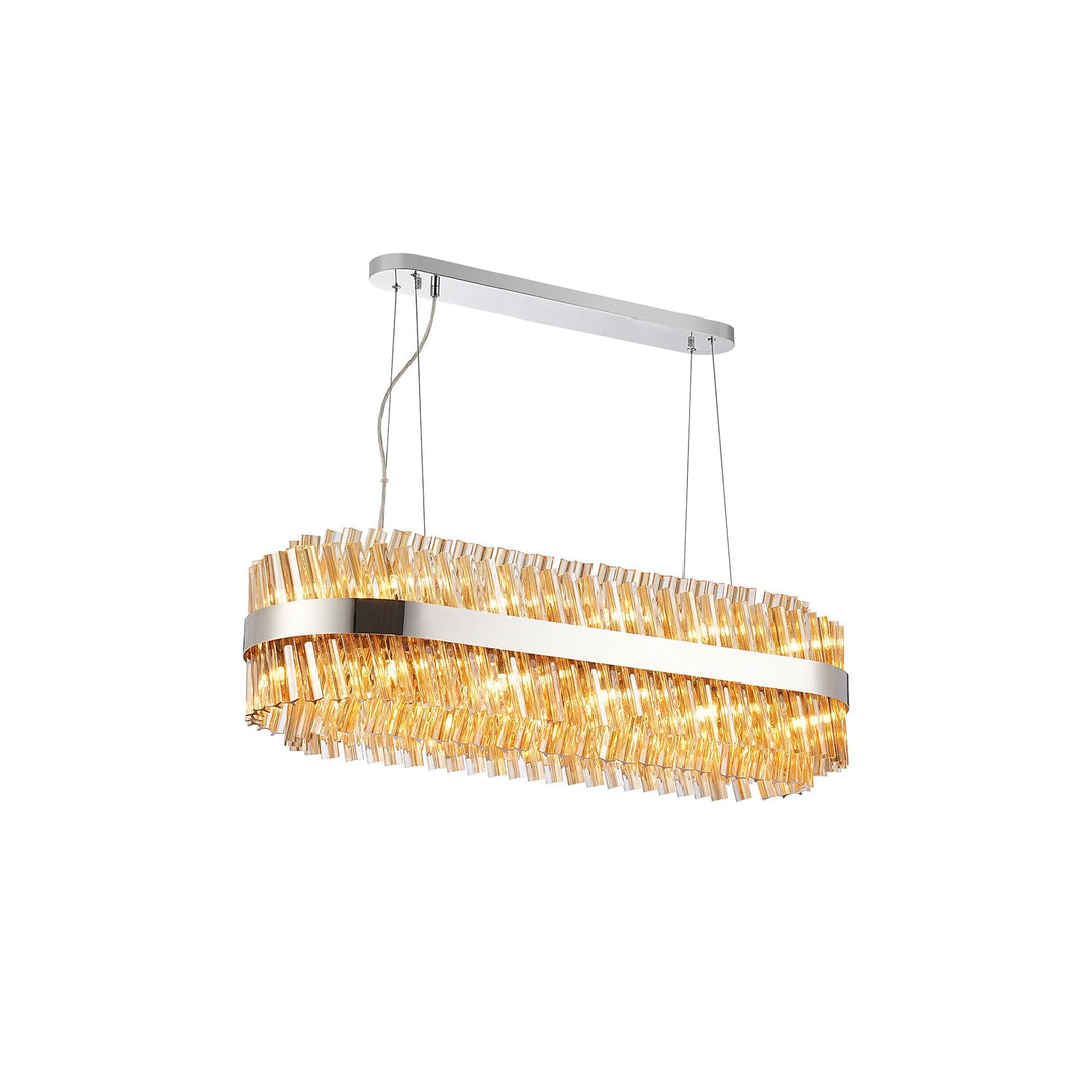 Nelson Lighting NL9506PN/AM9 Kaffer 24 Light Oblong Pendant Polished Nickel Amber