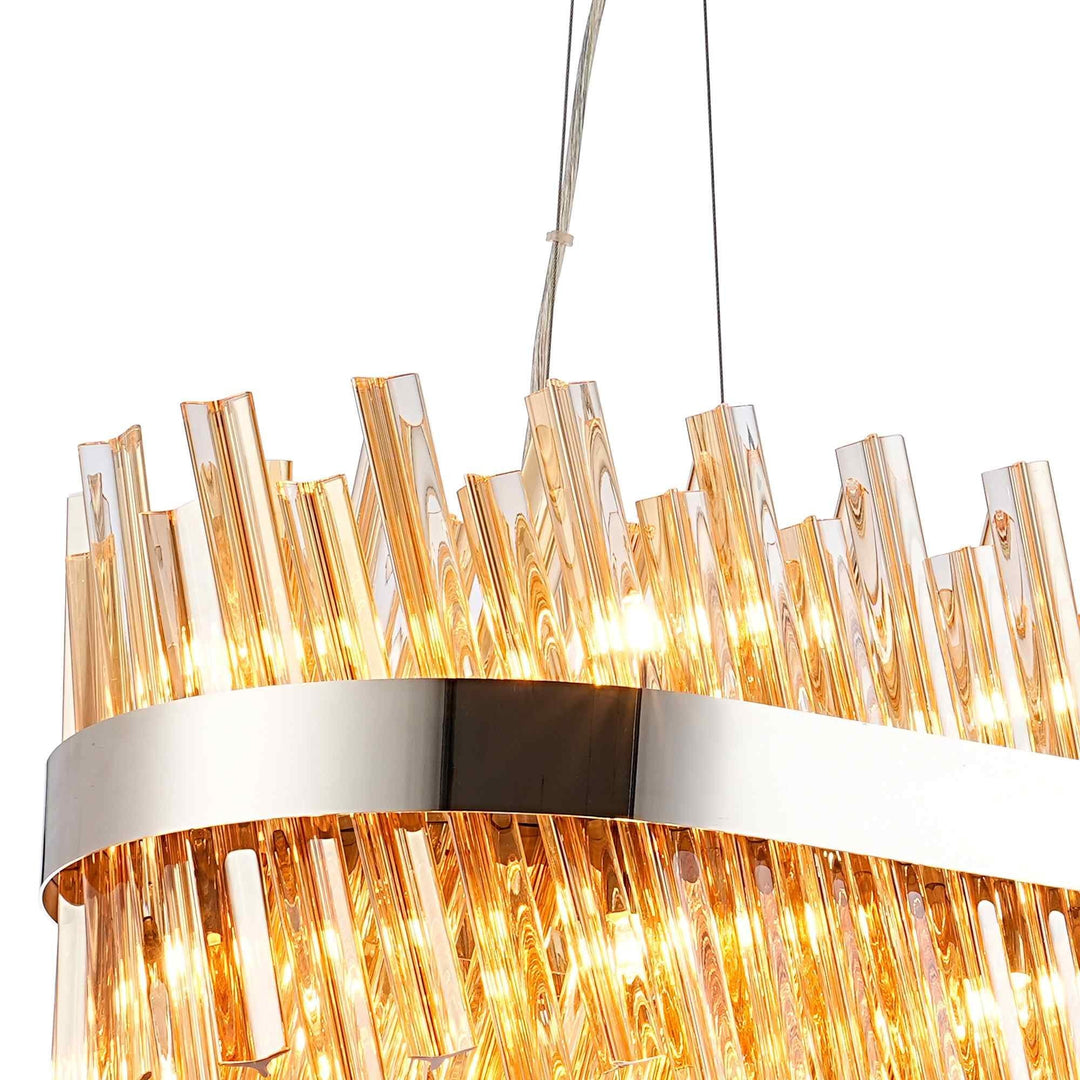 Nelson Lighting NL9506PN/AM9 Kaffer 24 Light Oblong Pendant Polished Nickel Amber