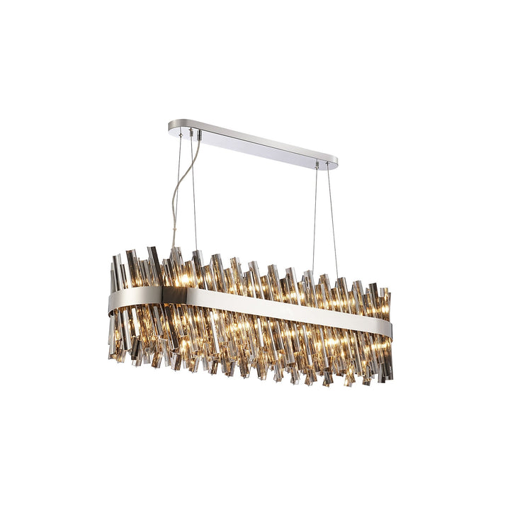 Nelson Lighting NL9506PN/SM9 Kaffer 24 Light Oblong Pendant Polished Nickel Smoke