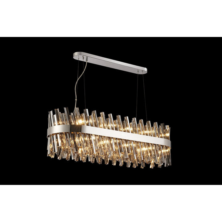 Nelson Lighting NL9506PN/SM9 Kaffer 24 Light Oblong Pendant Polished Nickel Smoke