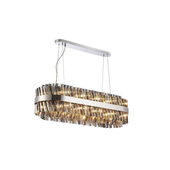 Nelson Lighting NL9506PN/SM9 Kaffer 24 Light Oblong Pendant Polished Nickel Smoke