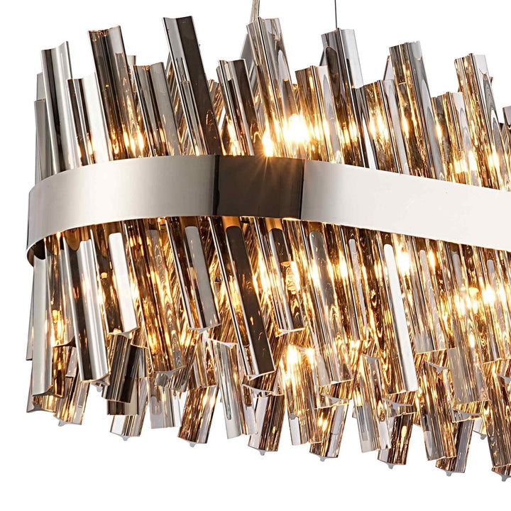 Nelson Lighting NL9506PN/SM9 Kaffer 24 Light Oblong Pendant Polished Nickel Smoke