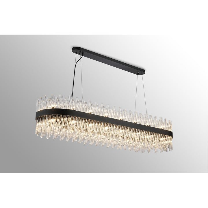 Nelson Lighting NL9508BL/CL9 Kaffer 36 Light Oblong Pendant Satin Black Clear