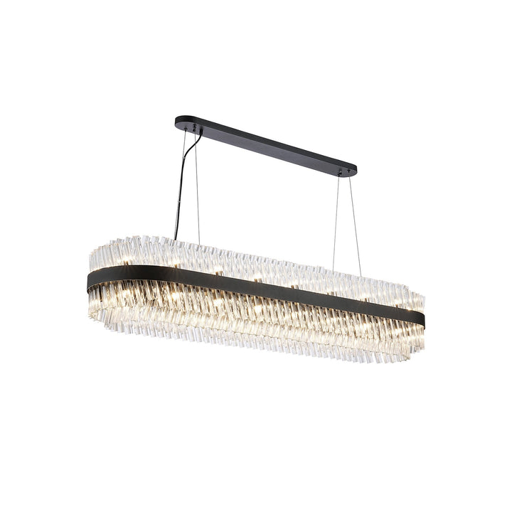 Nelson Lighting NL9508BL/CL9 Kaffer 36 Light Oblong Pendant Satin Black Clear