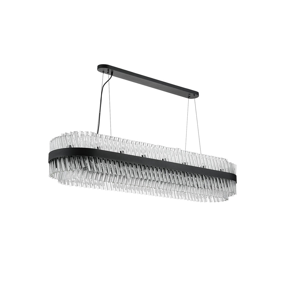 Nelson Lighting NL9508BL/CL9 Kaffer 36 Light Oblong Pendant Satin Black Clear