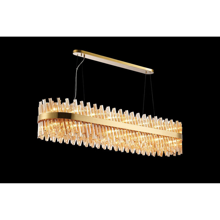 Nelson Lighting NL9508BR/AM9 Kaffer 36 Light Oblong Pendant Brass Amber