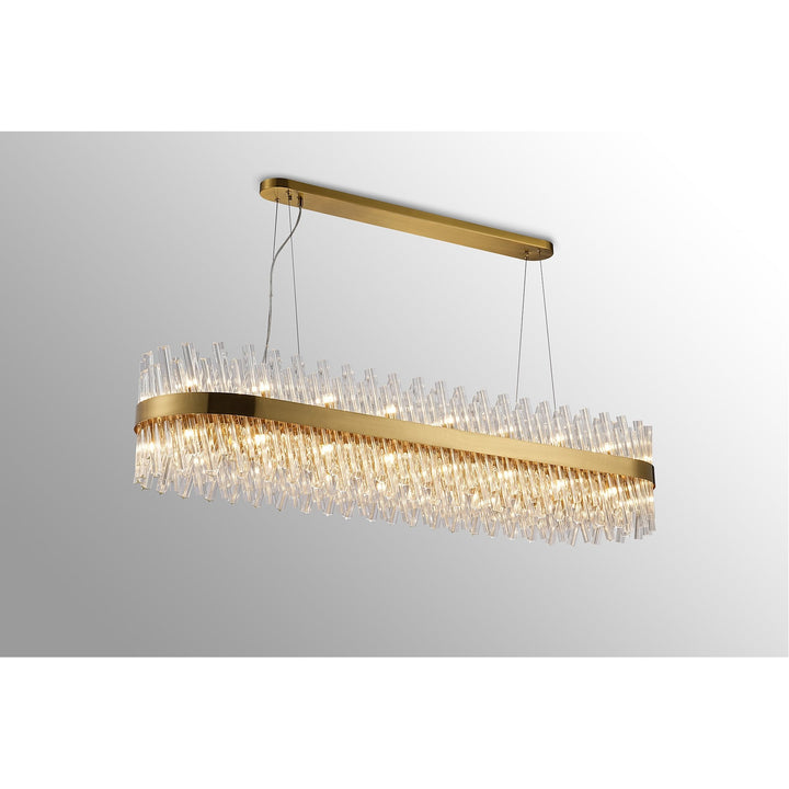 Nelson Lighting NL9508BR/CL9 Kaffer 36 Light Oblong Pendant Brass Clear