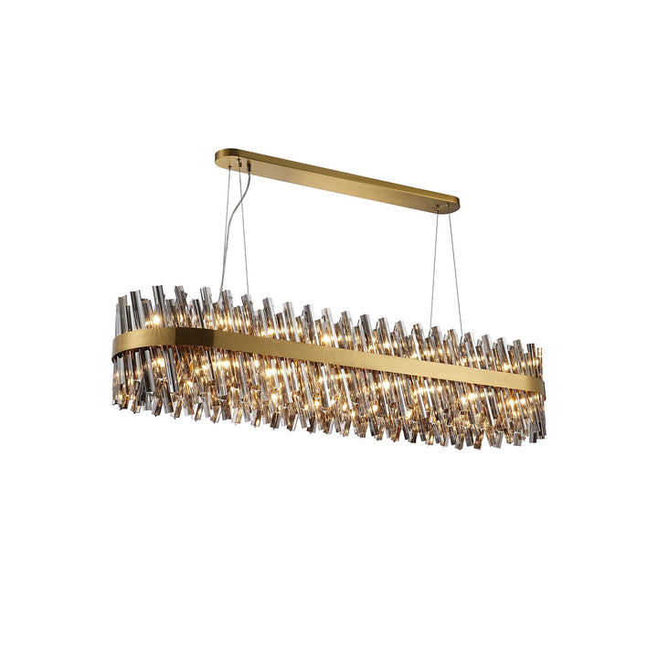 Nelson Lighting NL9508BR/SM9 Kaffer 36 Light Oblong Pendant Brass Smoke