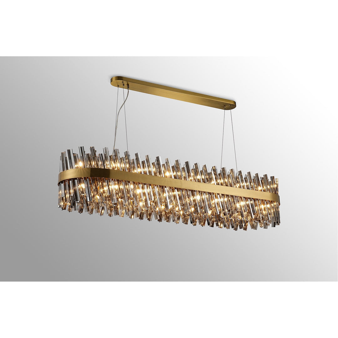 Nelson Lighting NL9508BR/SM9 Kaffer 36 Light Oblong Pendant Brass Smoke