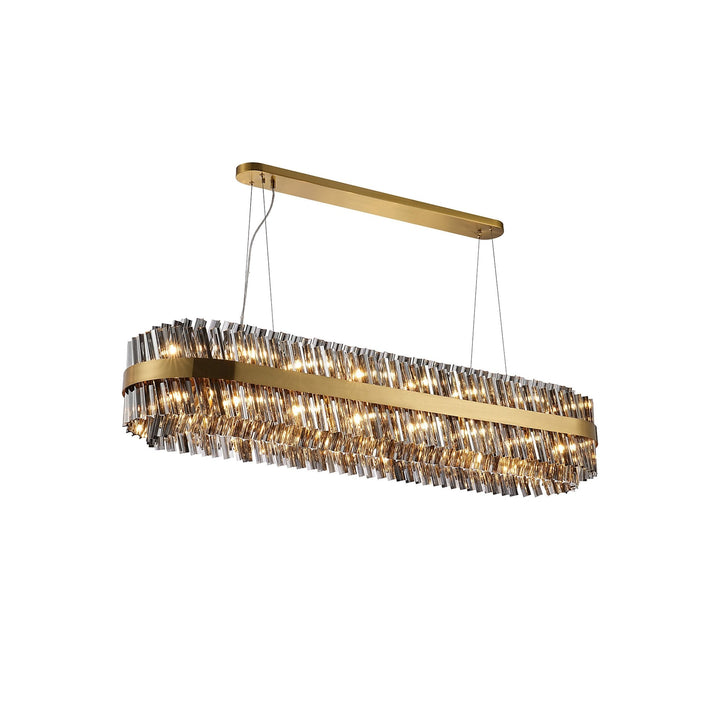 Nelson Lighting NL9508BR/SM9 Kaffer 36 Light Oblong Pendant Brass Smoke