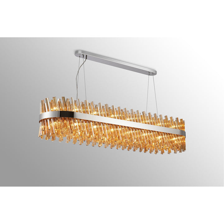 Nelson Lighting NL9508PN/AM9 Kaffer 36 Light Oblong Pendant Polished Nickel Amber