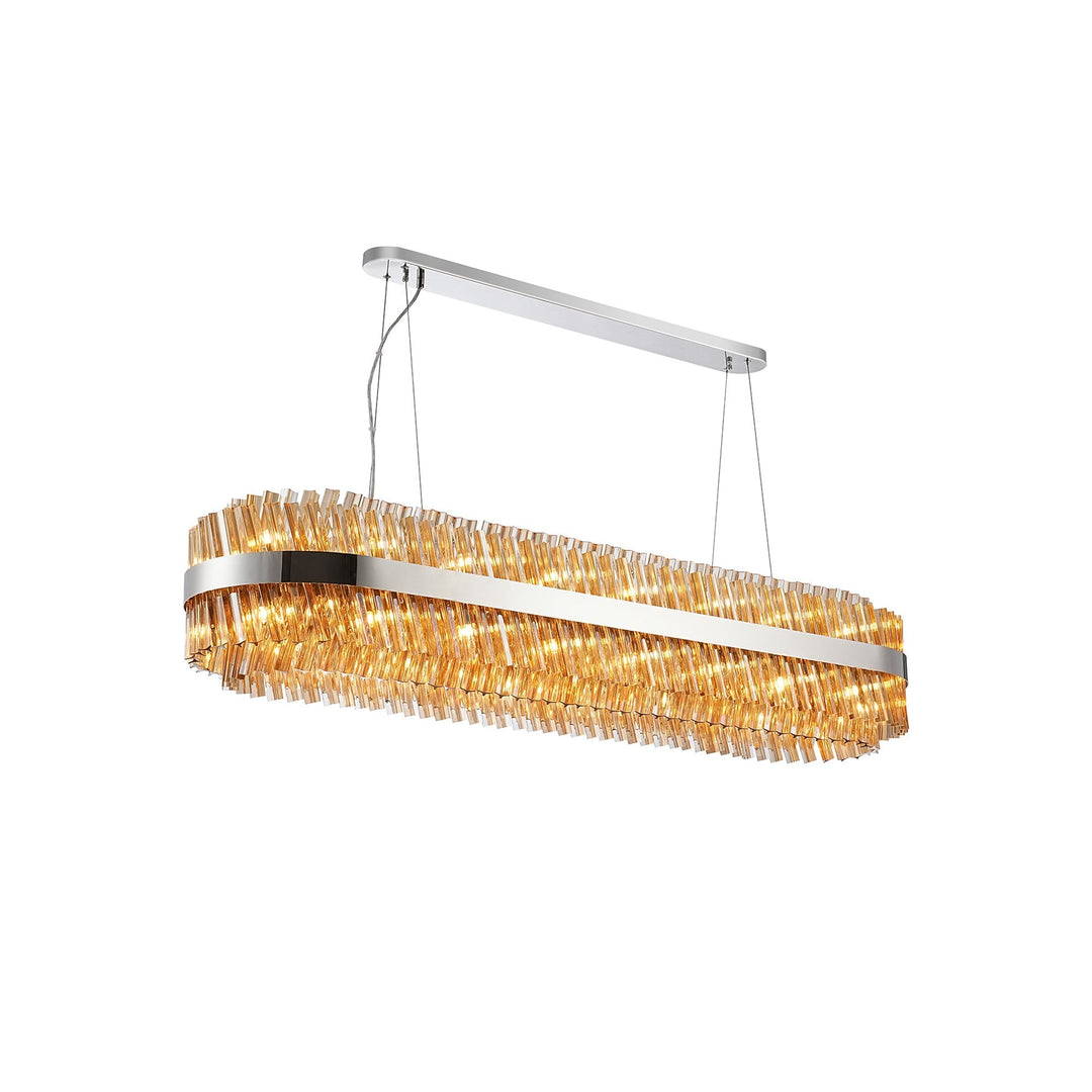 Nelson Lighting NL9508PN/AM9 Kaffer 36 Light Oblong Pendant Polished Nickel Amber