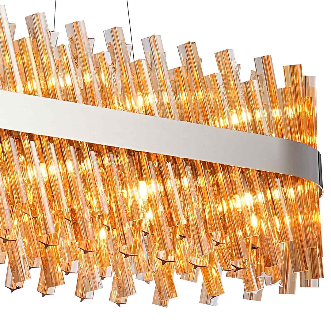 Nelson Lighting NL9508PN/AM9 Kaffer 36 Light Oblong Pendant Polished Nickel Amber