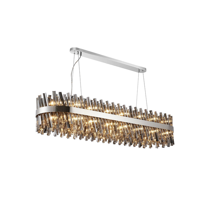 Nelson Lighting NL9508PN/SM9 Kaffer 36 Light Oblong Pendant Polished Nickel Smoke