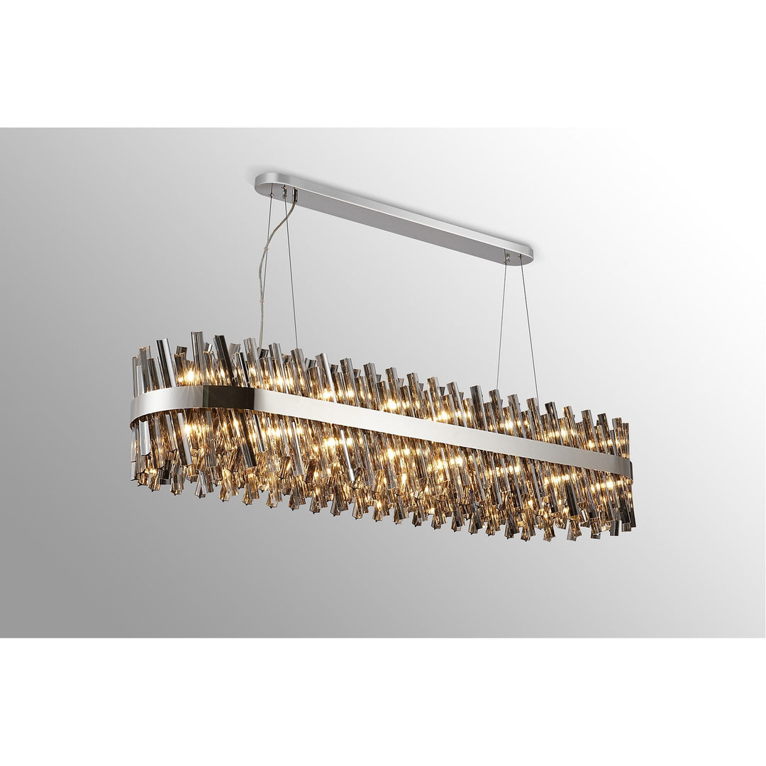 Nelson Lighting NL9508PN/SM9 Kaffer 36 Light Oblong Pendant Polished Nickel Smoke