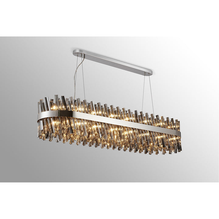 Nelson Lighting NL9508PN/SM9 Kaffer 36 Light Oblong Pendant Polished Nickel Smoke