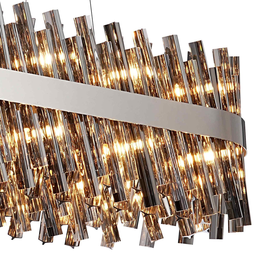 Nelson Lighting NL9508PN/SM9 Kaffer 36 Light Oblong Pendant Polished Nickel Smoke