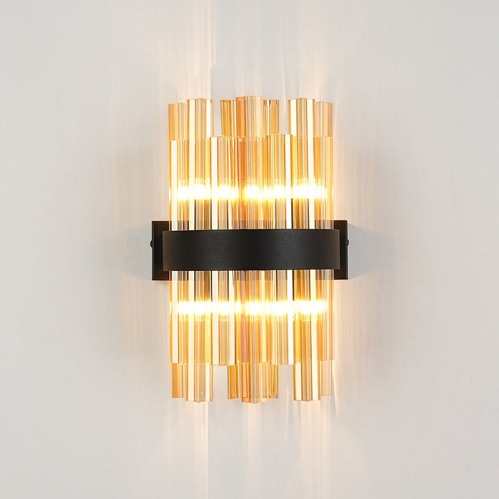 Nelson Lighting NL9510BL/AM9 Kaffer 4 Light Wall Light Satin Black Amber