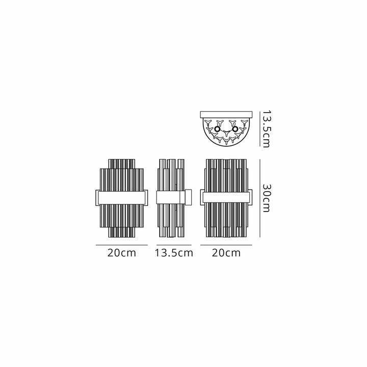 Nelson Lighting NL9510BR/AM9 Kaffer 4 Light Wall Light Brass Amber