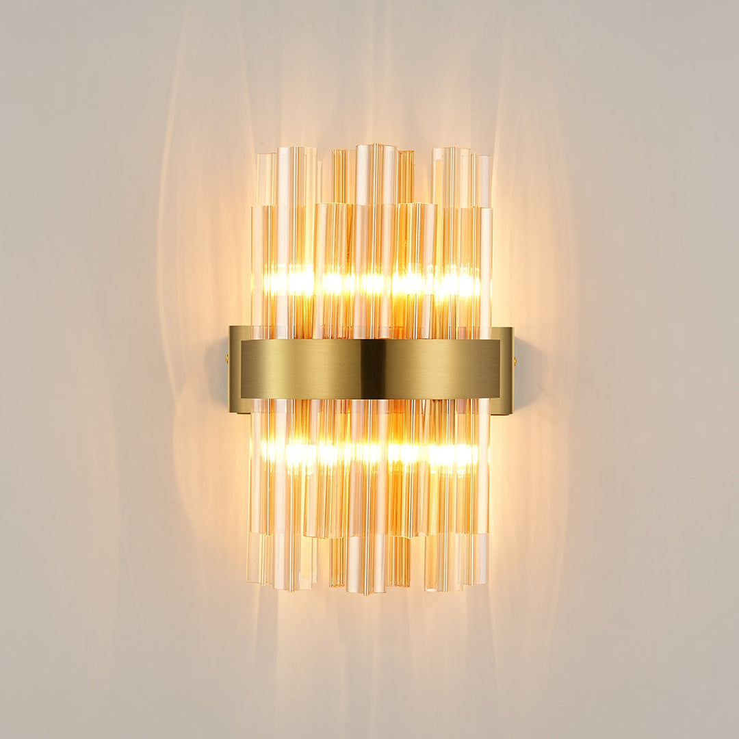 Nelson Lighting NL9510BR/AM9 Kaffer 4 Light Wall Light Brass Amber