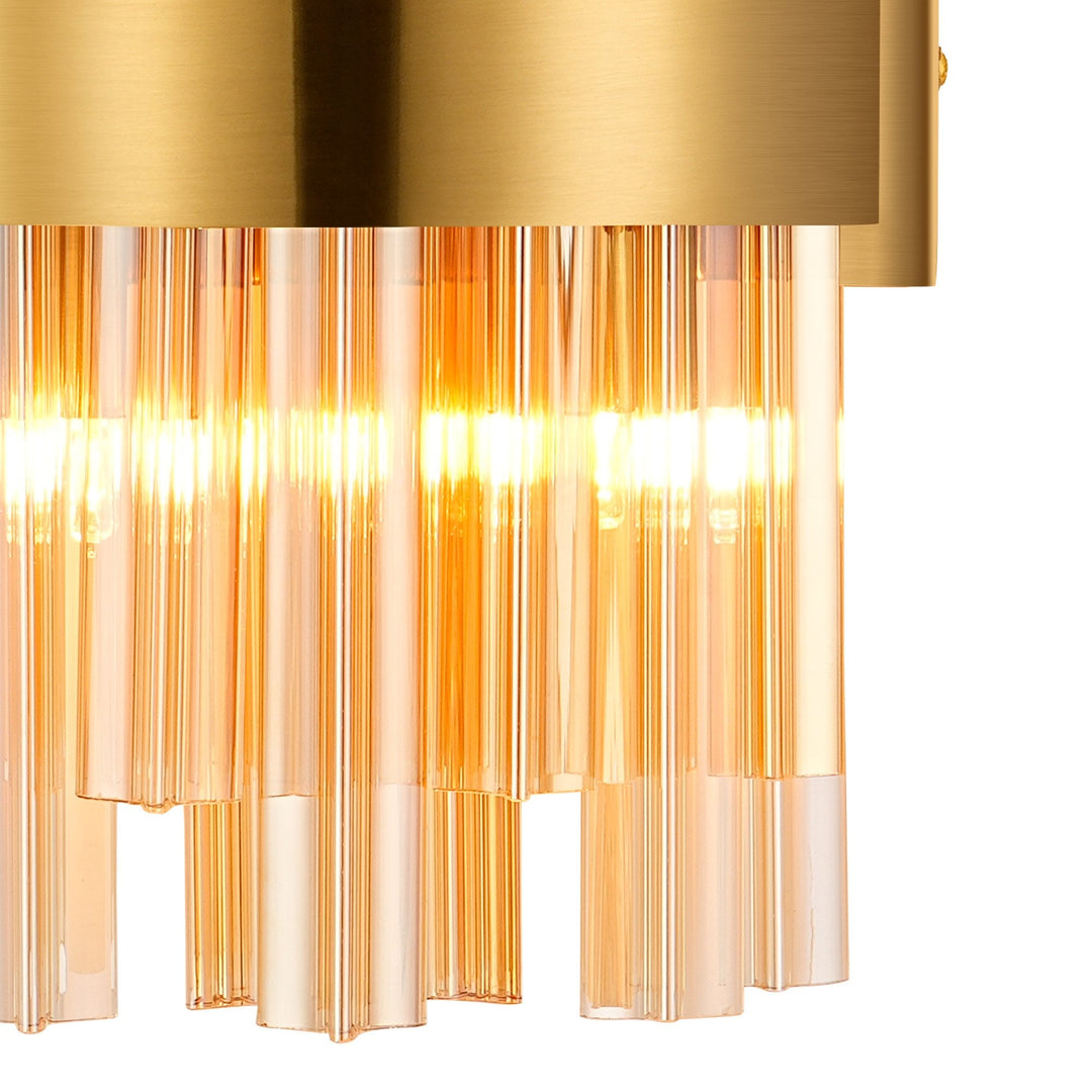 Nelson Lighting NL9510BR/AM9 Kaffer 4 Light Wall Light Brass Amber