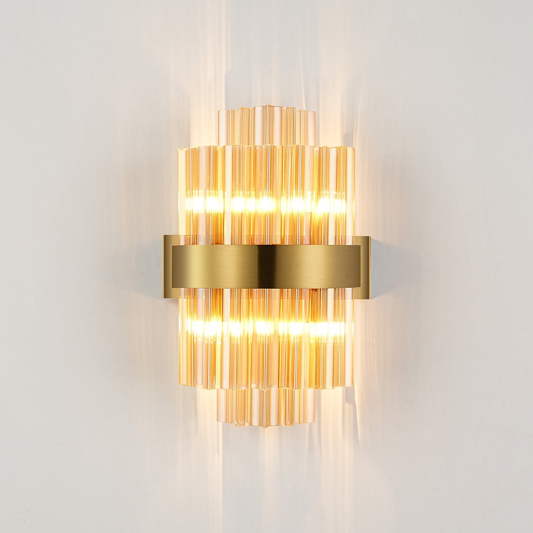 Nelson Lighting NL9510BR/AM9 Kaffer 4 Light Wall Light Brass Amber