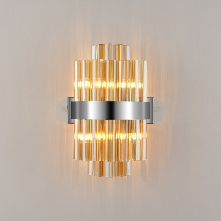 Nelson Lighting NL9510PN/AM9 Kaffer 4 Light Wall Light Polished Nickel Amber