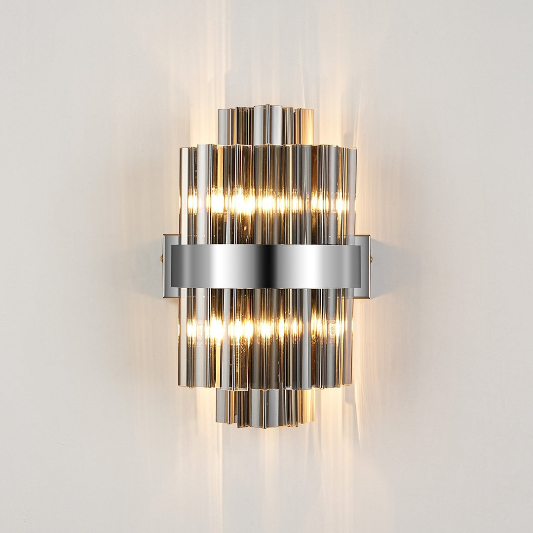 Nelson Lighting NL9510PN/SM9 Kaffer 4 Light Wall Light Polished Nickel Smoke