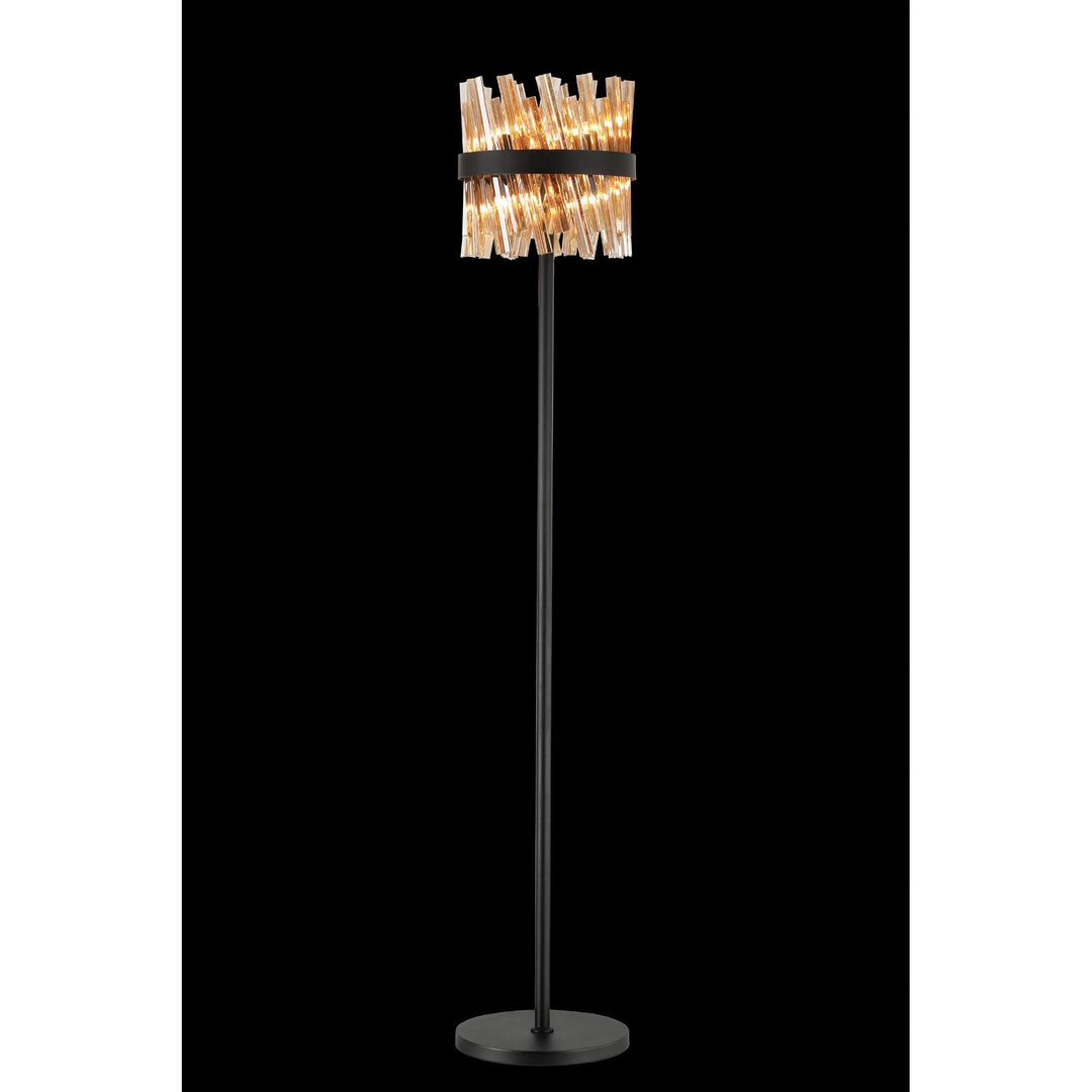 Nelson Lighting NL9514BL/AM9 Kaffer 8 Light Floor Lamp Satin Black Amber