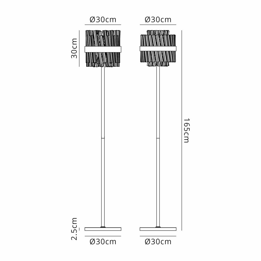 Nelson Lighting NL9514BL/CL9 Kaffer 8 Light Floor Lamp Satin Black Clear