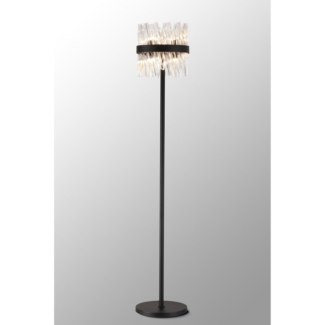 Nelson Lighting NL9514BL/CL9 Kaffer 8 Light Floor Lamp Satin Black Clear