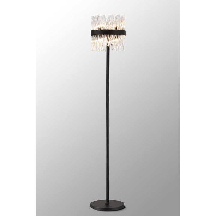 Nelson Lighting NL9514BL/CL9 Kaffer 8 Light Floor Lamp Satin Black Clear